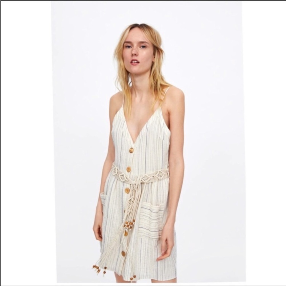 NWT Macrame Belted Striped Dress S